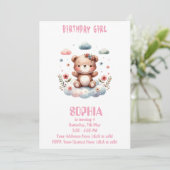 Ours en peluche "Fille d'anniversaire" Invitation  (Debout devant)