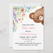 Ours en peluche floral baby shower invitation modi (Devant)