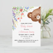 Ours en peluche floral baby shower invitation modi (Debout devant)
