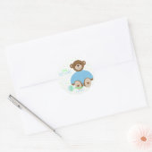 Ours en peluche habillé en Sticker Baby shower ble (Enveloppe)