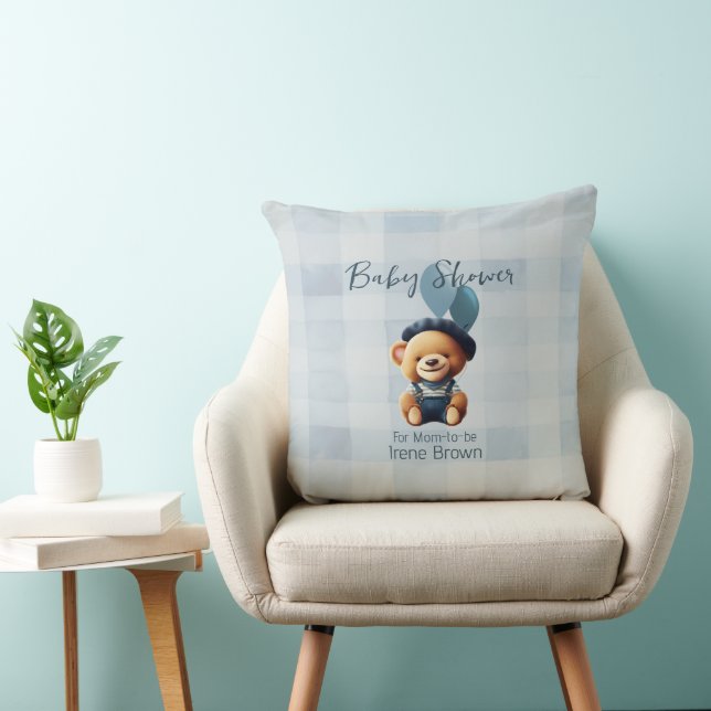 Ours en peluche Jean Baby shower Oreiller à lancer (Chaise)