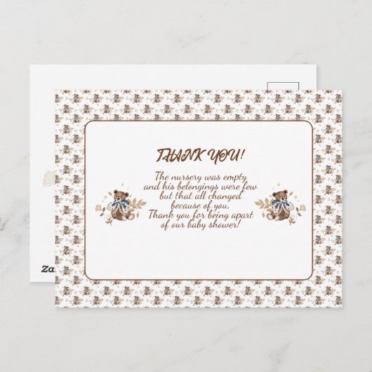 Ours en peluche marron C'est un garçon ! Carte de (Devant / Derrière)