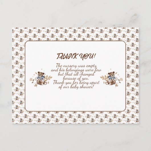 Ours en peluche marron C'est un garçon ! Carte de (Devant)