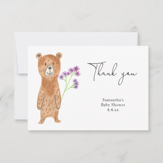 Ours en peluche merci baby shower (Devant)