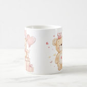ours en peluche mignon avec ballons Mug (Centre)
