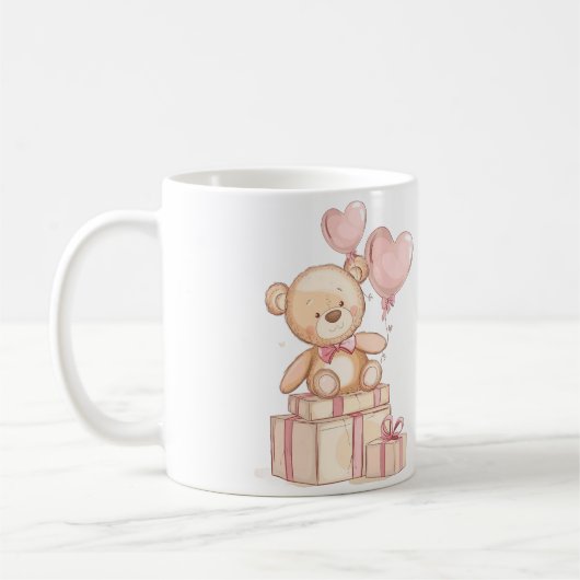 ours en peluche mignon avec ballons Mug (Gauche)