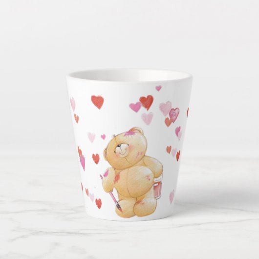Ours en peluche mignon et Coeurs Mug en latte (Devant)