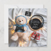 Ours en peluche mignon Gamer Faire-part de grosses (Devant)