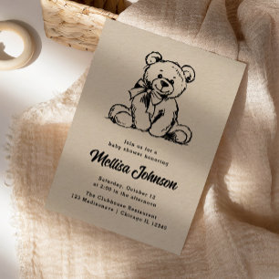 Ours en peluche mignon   Invitation Baby shower