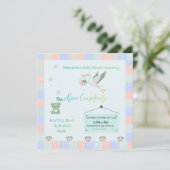 Ours en peluche modifiable & Cigogne Invitation Ba (Debout devant)