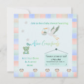 Ours en peluche modifiable & Cigogne Invitation Ba (Devant)