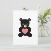 Ours en peluche noir avec carte cœur (Debout devant)