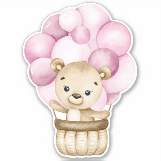 Ours en peluche Ours bébé Ours rose mignon Sticker (Devant)