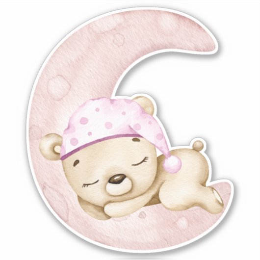 Ours en peluche Ours bébé Ours rose mignon Sticker (Devant)