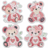 Ours en peluche Patchwork Heart Autocollants (Devant)