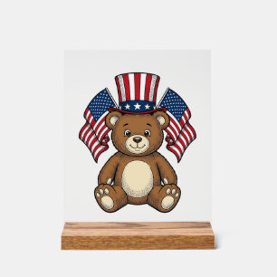 Ours en peluche patriotique vintage vector design_