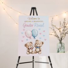 Ours en peluche rose et bleu pour la révélation du