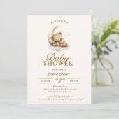Ours en peluche Sleepy Invitation Baby shower neut (Debout devant)