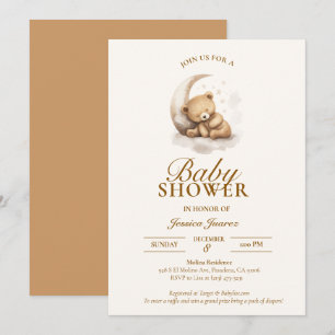 Ours en peluche Sleepy Invitation Baby shower neut