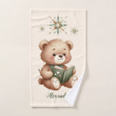 Ours en peluche vert Boho personnalisé (Serviette à main)