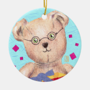 Ours en peluche vert ornement en céramique d'anniv