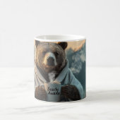 Ours en robe tenant une tasse de café (Centre)