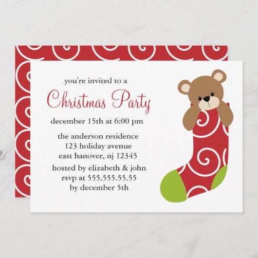 Ours en stock Invitations de Noël (Devant / Derrière)