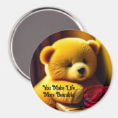 Ours En Teddy Avec Aimant Rose (Recto/Verso)