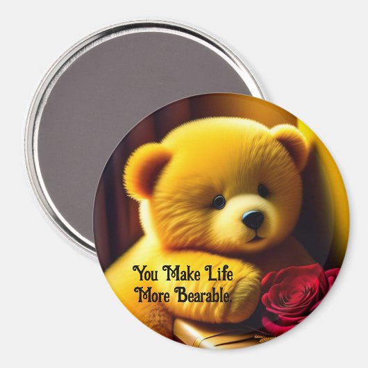 Ours En Teddy Avec Aimant Rose (Recto/Verso)