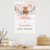 Ours En Teddy Avec Baloons Verdure Fille Affiche d (Cuisine)