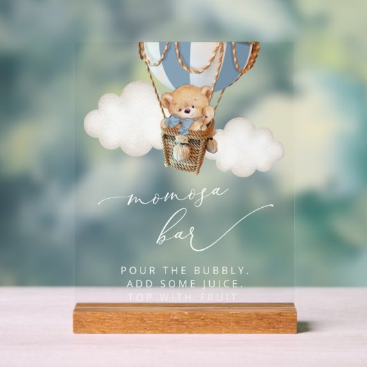 Ours En Teddy, Ballons Bleu Hot Air, Bar Momosa (Neutre)