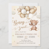 Ours En Teddy Brown Avec Ballons Invitation Annive (Devant)