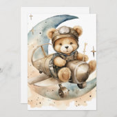Ours En Teddy Dans Le Faire-part de naissance D'Av (Devant / Derrière)