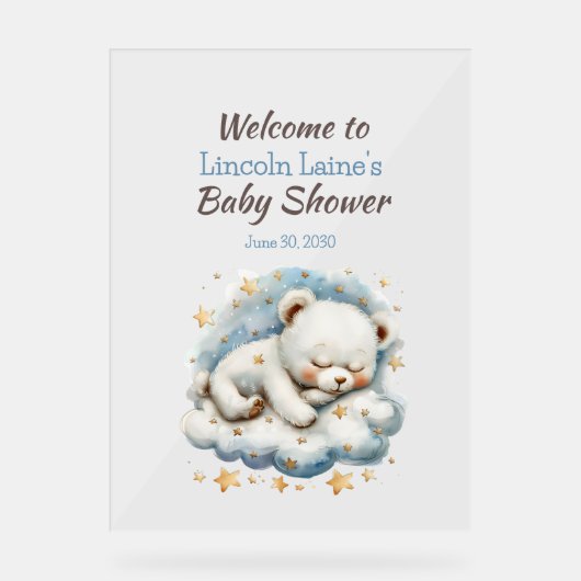 Ours En Teddy Dormir Sur Un Baby shower Nuageux (Recto)