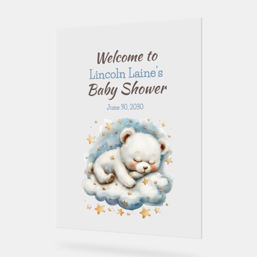 Ours En Teddy Dormir Sur Un Baby shower Nuageux (Angle)