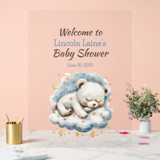 Ours En Teddy Dormir Sur Un Baby shower Nuageux (Mariage)