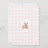 Ours en Teddy rose En vichy Baby shower Invitation (Dos)