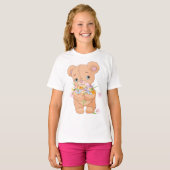 Ours En Teddy Tenant Un T-shirt Filles Bouquet (Devant entier)