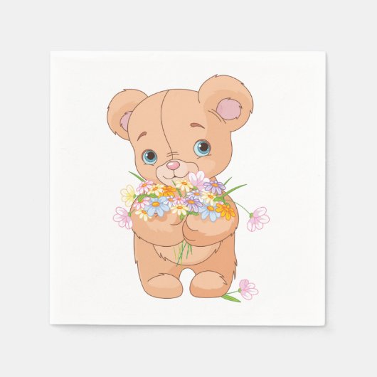 Ours En Teddy Tenant Une Serviette En Papier Bouqu (Devant)