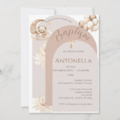 Ours et ballons Fille Baptême Invitation (Devant)