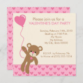 Ours et ballons Invitation de la Saint Valentin (Devant / Derrière)