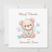 Ours et papillons Carte de remerciements personnal (Devant)