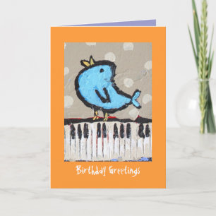 ours et piano, carte de voeux d'anniversaire