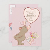 Ours et souris Enfants Invitation Anniversaire (Devant / Derrière)