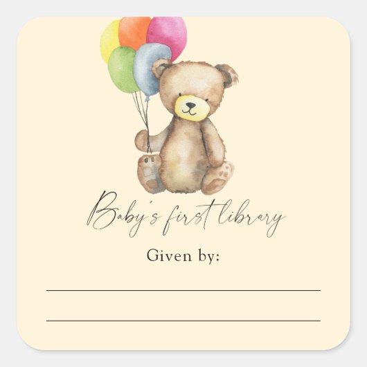 Ours - Étiquette de livre pour baby shower, livres (Devant)