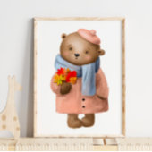 Ours Fleur Marley Aquarelle | Impression sur toile