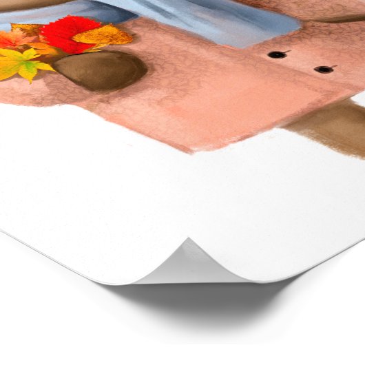 Ours Fleur Marley Aquarelle | Impression sur toile (Coin)