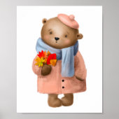 Ours Fleur Marley Aquarelle | Impression sur toile (Devant)