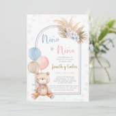 Ours Genre Révéler Baby shower espagnol Invitation (Debout devant)