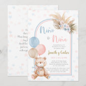 Ours Genre Révéler Baby shower espagnol Invitation (Devant / Derrière)